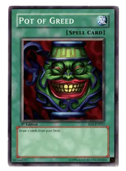 YuGiOh Pot of Greed SD2-EN017 1st Ed MP - Image 1