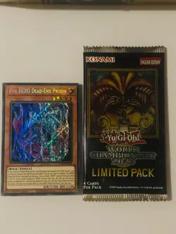YUGIOH EVIL HERO DEAD-END PRISON SECRET RARE NM SUDA-EN002 + FREE BOOSTER! - Image 1