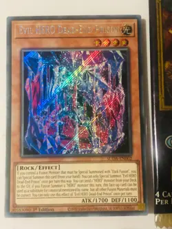 YUGIOH EVIL HERO DEAD-END PRISON SECRET RARE NM SUDA-EN002 + FREE BOOSTER! - Image 2