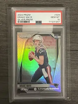 2024 Panini Prizm - Rookies Drake Maye #329 Silver Prizm (RC) PSA 10 - Image 1