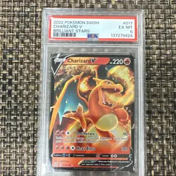 The Pokemon Company 2022 Brilliant Stars Charizard V 017/172 English Holo PSA 6 - Image 1