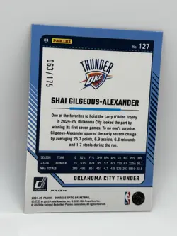 2024-25 Optic Shai Gilgeous Alexander Orange Prizm SP /175 OKC Thunder #127 - Image 2