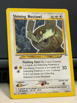 Pokemon TCG Neo Destiny Shining Noctowl 110/105 Holo Secret Rare Eng 2000 - Image 2