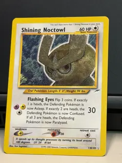 Pokemon TCG Neo Destiny Shining Noctowl 110/105 Holo Secret Rare Eng 2000 - Image 4