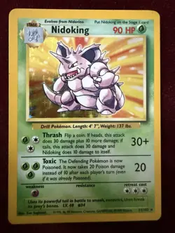 Pokemon TCG Nidoking 011/102 Base Set Holo Rare 1999 - Image 1