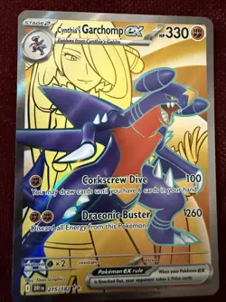 Pokemon TCG Cynthia’s Garchomp ex 215/182 SV10 Destined Rivals Secret Rare - Image 1