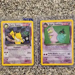 Pokemon TCG Team Rocket Dark Hypno 9/82 & LC Dark Slowbro 8/110 Holo LP/NM - Image 1