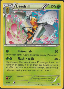 Pokemon Beedrill 5/146 XY Base Set - Non Holo - Rare - MP FREE SHIPPING - Image 1