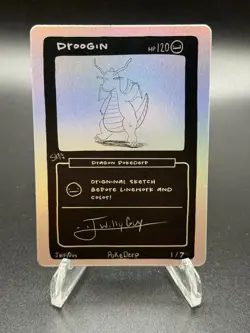 Droogin (Dragonite) 1/7 - Pokederp v2- Holo Sketch Card - Derpy Fan Art Parody - Image 1