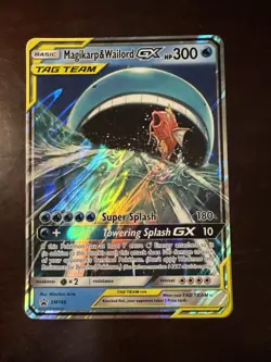 Jumbo Pokemon TCG Magikarp & Wailord GX SM166 Promo TAG TEAM Water Jumbo Card - Image 1