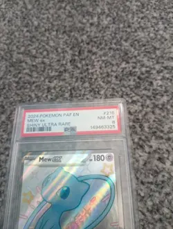 Mew EX 216/091 Scarlet Violet Paldean Fates Shiny Ultra Rare Pokemon Card PSA 8 - Image 2