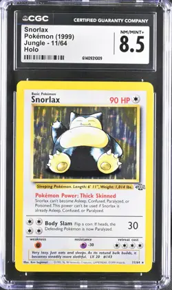 CGC 8.5 NM/MINT+ Snorlax 11/64 Jungle Holo Pokemon Card - Image 1