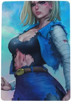 Carte Dragon Ball C18 Sexy Waifu Card Fan Art - Anime Girl Combat Android 18 - Image 1