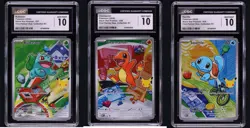 CGC 10 Pokemon Kanto FIRST PARTNER Set Charmander Squirtle Bulbasaur 037 038 039 - Image 1