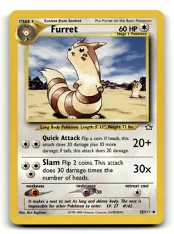 Furret 35/111 Uncommon Neo Genesis Pokemon Unlimited MP - Image 1