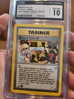 (POP 8) CGC 10 GEM MINT Pokemon Gym Heroes Blaine's Quiz #1 97/132 1st Edition - Image 2