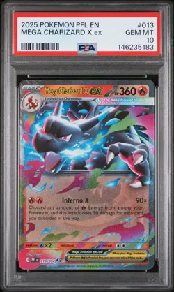2025 POKEMON PFL EN-PHANTASMAL FLAMES #013 MEGA CHARIZARD X EX PSA 10 - Image 1