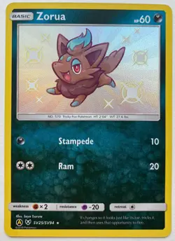 Zorua SV25/SV94 Shiny Holo Hidden Fates: Shiny Vault Pokemon - Image 1