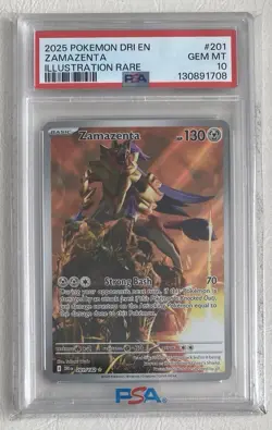 Pokemon Destined Rivals Zamazenta #201 Illustration Rare [PSA 10] - Image 1