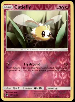 Cutiefly 92/149 Common SM Base Set Pokemon Reverse Holo Near Mint - Image 1