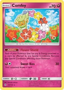 Comfey 93/145 Holo Holo Rare Guardians Rising Pokemon Reverse Holo Near Mint - Image 4