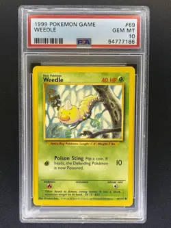 1999 POKEMON GAME #69 WEEDLE PSA 10 GEM MT - Image 1