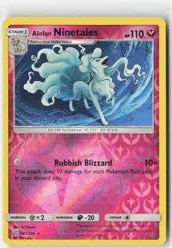 Alolan Ninetales 145/236 Holo Rare Cosmic Eclipse Pokemon Reverse Holo Near Mint - Image 1