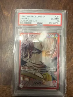 2024 ONE PIECE OP09 EN SHANKS ALT ART #001 LEADER PSA 10 GEM MINT - Image 1