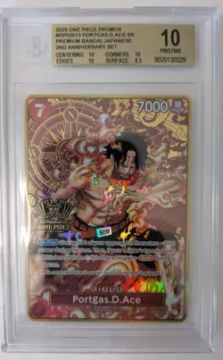 PORTGAS D ACE - BGS 10 PRISTINE GOLD - #OP02-013 - JAPANESE 2ND ANNIVERSARY SET - Image 1