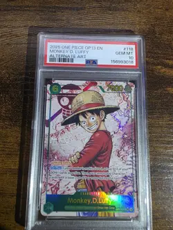 2025 One Piece OP13 EN #118 Monkey.D.Luffy ALT ART PSA 10 GEM MINT - Image 1