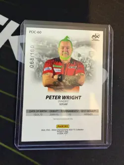 Peter Wright Panini PDC World Championships 2025 1st Edition Darts Card 068/180 - Image 2