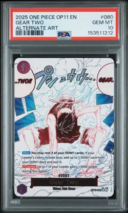 One piece TCG Gear Two (Alternate Art) OP11-080 A Fist of Divine Speed PSA 10 - Image 1