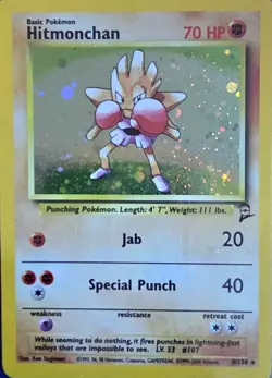 Hitmonchan Pokemon Card Holo WOTC 8/130 Base Set 2 Rare Vintage 2000 Original LP - Image 1