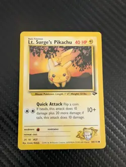 Lt. Surge's Pikachu NM 84/132 Unlimited Gym Challenge Pokemon Common - Image 1