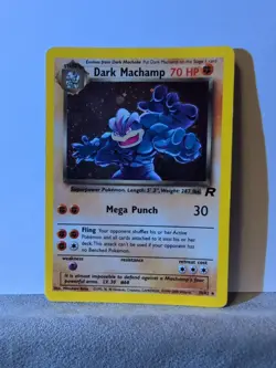 SWIRL Pokemon Dark Machamp Holo Rare TCG Team Rocket Card 10/82 Unlimited - Image 1