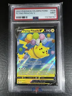 PSA 9 MINT 2021 Pokemon Celebrations FLYING PIKACHU V #006 Full Art - Image 1