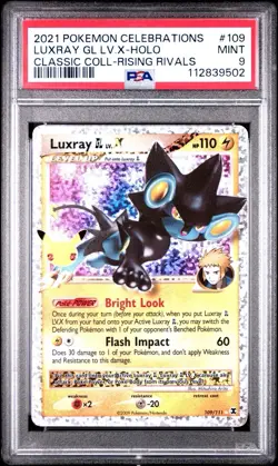 PSA 9 2021 Pokemon Celebrations Luxray GL LV X-Holo Classic Coll Rising Rivals - Image 1