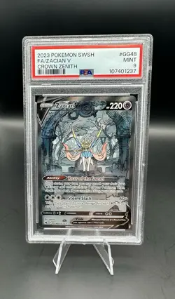 2023 POKEMON SWORD & SHIELD CROWN ZENITH #GG48 FULL ART/ZACIAN V PSA 9 - Image 1
