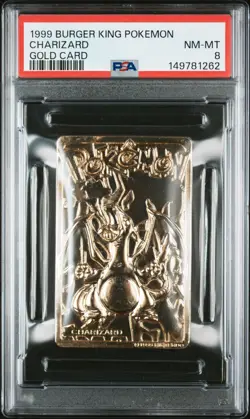 1999 BURGER KING POKEMON GOLD CARDS CHARIZARD PSA 8 - Image 1