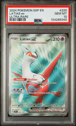 2024 POKEMON SSP EN-SURGING SPARKS ULTRA RARE #220 LATIAS EX PSA 10 - Image 1
