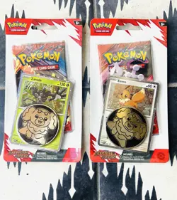 New Sealed Pokemon TCG Destined Rivals Coin Booster Blister 2 Packs Eevee Zarude - Image 1