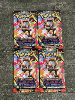 Lot of 4 Pokemon Phantasmal Flames Mega Evolution Booster Packs - Image 1
