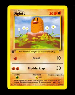 1999 Pokemon DIGLETT Base Set 1ST EDITION DUTCH Non Holo Card 47/102 NM+ MINT - Image 1