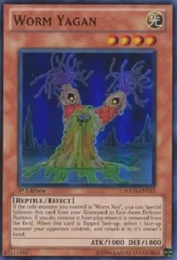 Yugioh - Worm Yagan - 1st Edition - Super Rare NM - Free Holographic Card - Image 1
