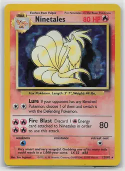 Ninetales 12/102 Holo Holo Rare Base Set Unlimited Pokemon MP-LP - Image 1