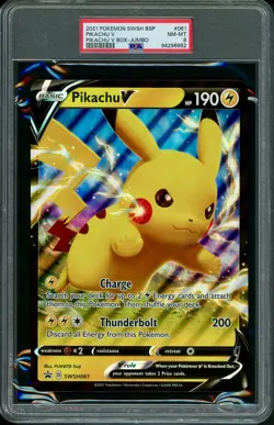 PSA 8 Pikachu V SWSH061 BSP Jumbo Black Star Promo Oversized Pokemon Card - Image 1