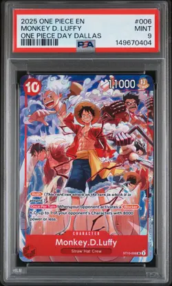 2025 ONE PIECE PROMOS ONE PIECE DAY DALLAS #006 MONKEY D. LUFFY PSA 9 - Image 1