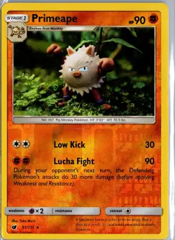 Primeape 51/111 Rare Crimson Invasion Pokemon Reverse Holo Moderately Played - Image 1