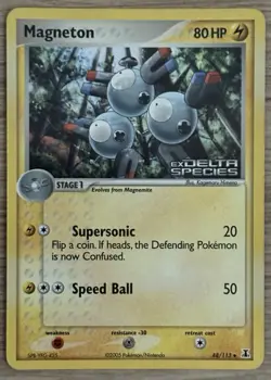 Magneton 48/113 EX Delta Species Stamped Reverse Holo Foil Pokemon Card LP - Image 1