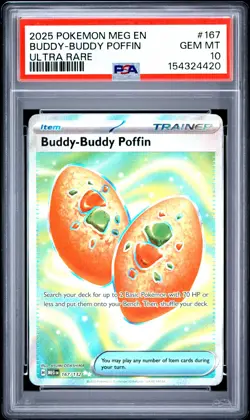2025 POKEMON MEG EN-MEGA EVOLUTION ULTRA RARE #167 BUDDY-BUDDY POFFIN PSA 10 - Image 1